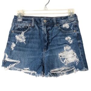 American Eagle High Waisted Distressed Jean Shorts 0